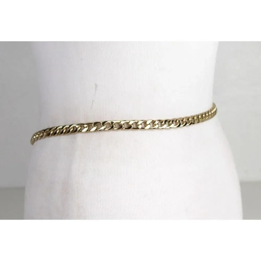 SKINNY BROWN LEATHER SILVER CHAIN 3/8
